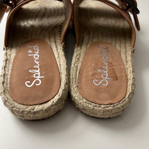 Splendid Blake Buckle Espadrille Leather Slide Sandals Size 6 Coastal Casual - Picture 8 of 10